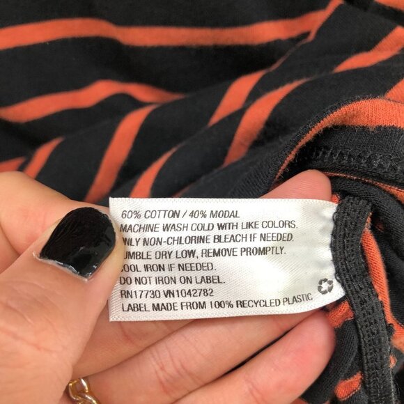 NWT Isabel Maternity Long Sleeve T Shirt Womens L V-Neck Black Orange Striped - Picture 10 of 12